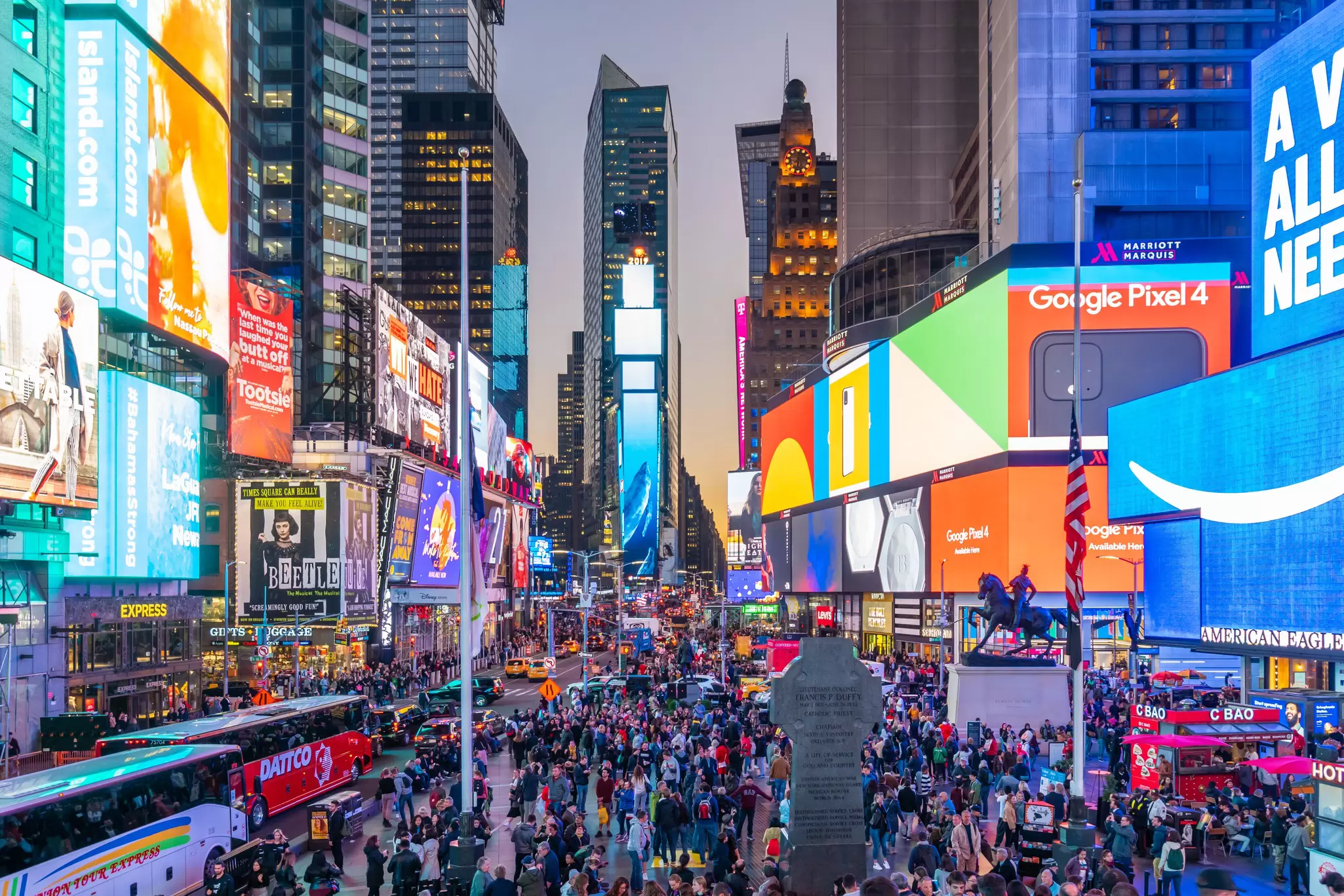 The busy Times Square in Manhattan, New York City USA.