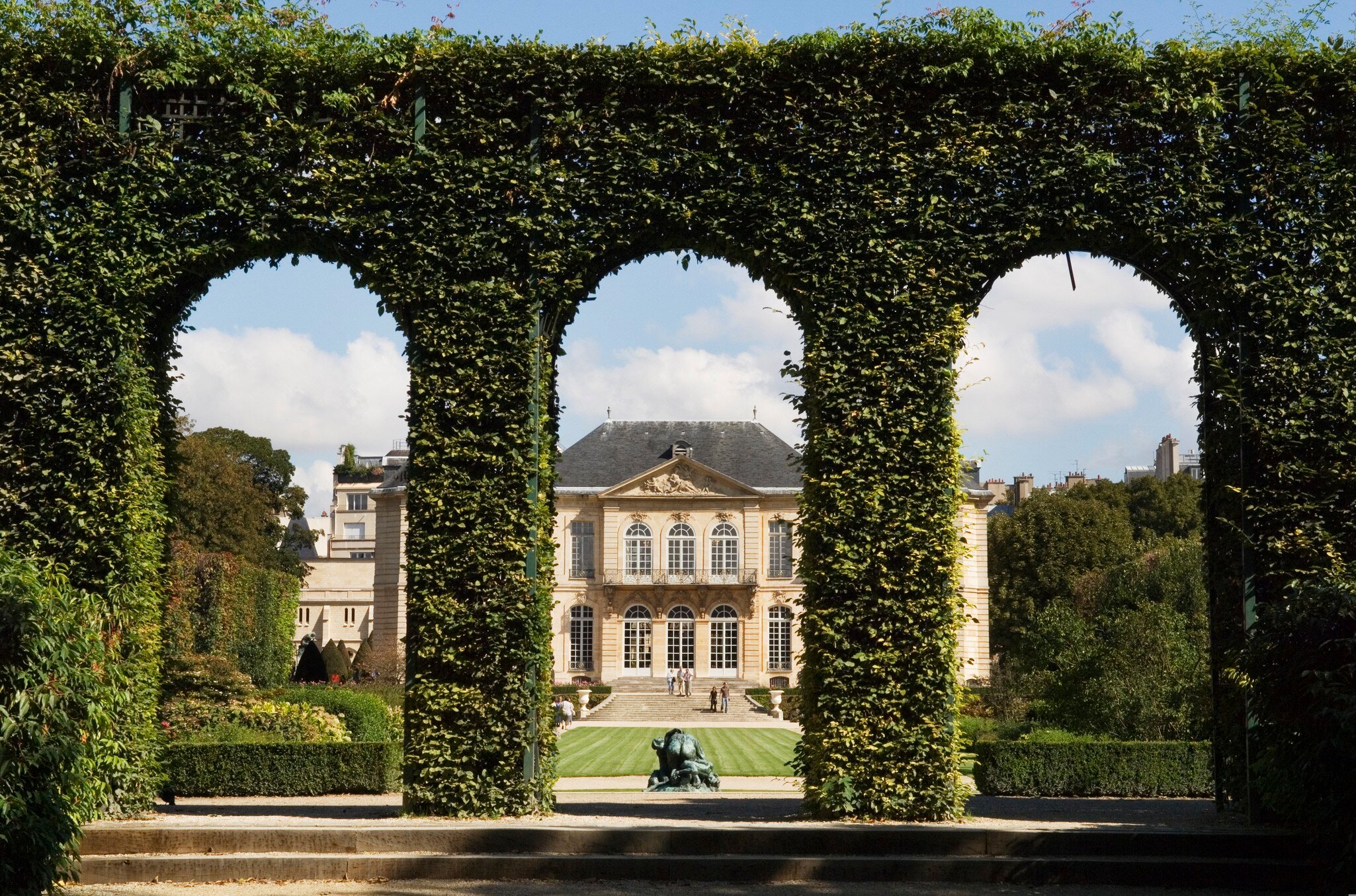 Grounds of Rodin Museum sculpture garden.