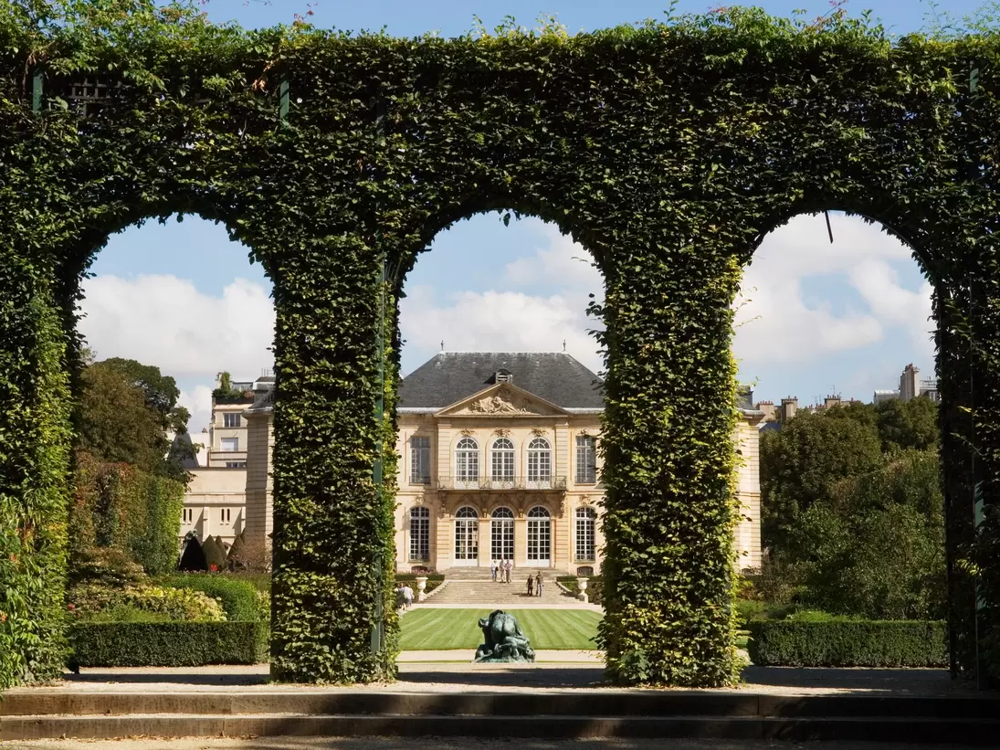 Grounds of Rodin Museum sculpture garden.