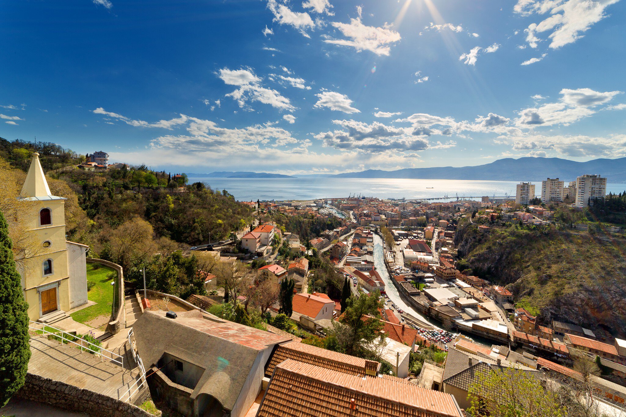 Aerial view of downtown Rijeka, Croatia, and Adriatic Coast. Anna Gorin / Getty Images