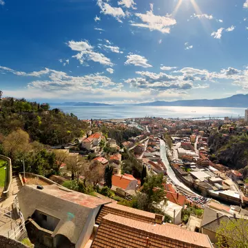 Aerial view of downtown Rijeka, Croatia, and Adriatic Coast. Anna Gorin / Getty Images