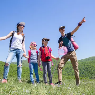 family with two kids have hiking  through the mountains; Shutterstock ID 1981510112; GL: 65050; netsuite: Online Editorial; full: Croatia Hikes; name: Tasmin Waby
1981510112