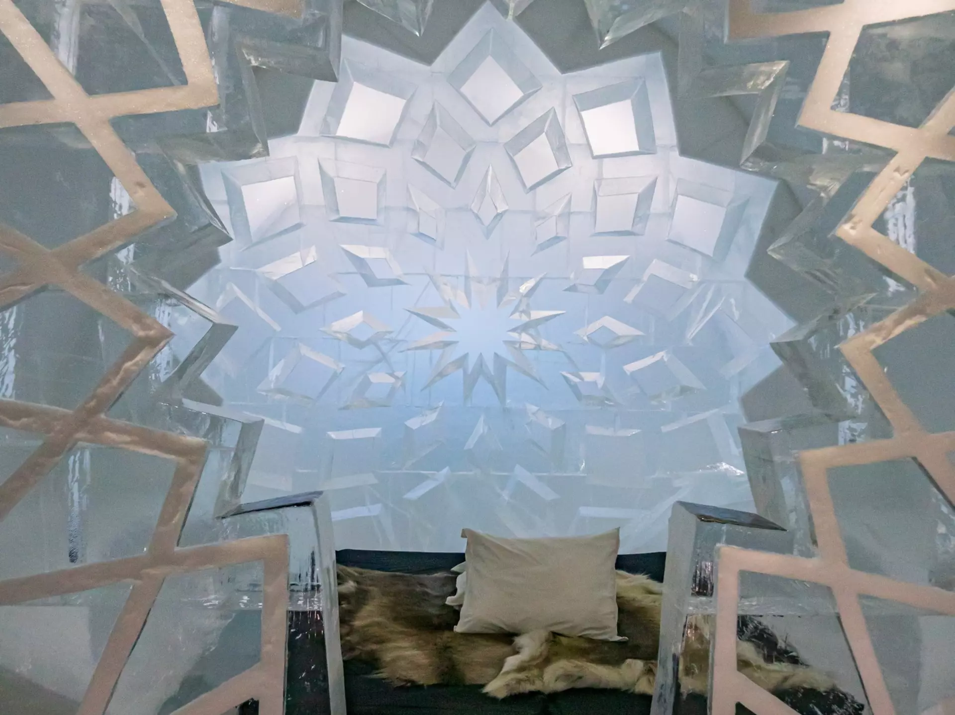 Jukkasjarvi, Sweden - March 10, 2023: Bedroom with an ice bed, covered with a reindeer skin bedspread, in the 33 ice hotel. Jukkasjärvi. Northern Europe, License Type: media, Download Time: 2025-12-09T22:31:57.000Z, User: Norma.PrauseBrewer_LonelyPlanet, Editorial: true, purchase_order: 56530 - Guidebooks, job: Global Publishing WIP, client: Europe 5, other: Norma Brewer