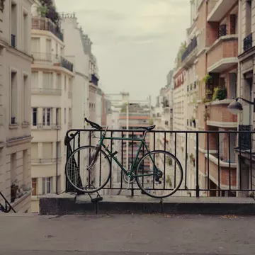 Lone bicycle in Montmartre and Northern Paris, Rue Caulaincourt, Paris, France. 
