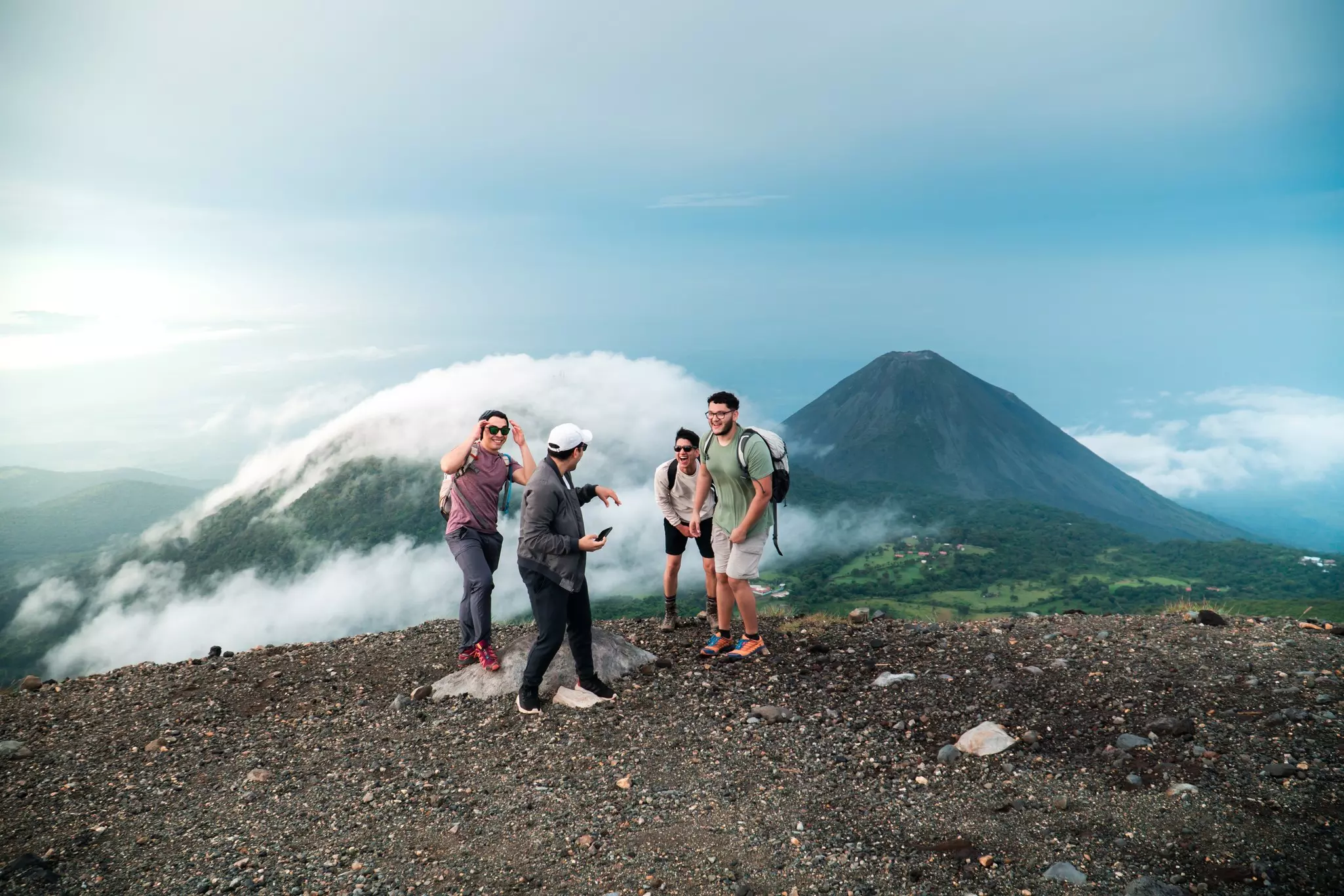 Tourists climbing the Volcán de San Salvador, El Salvador.