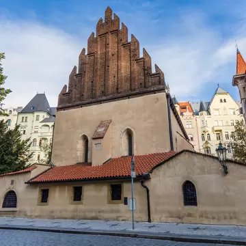 Old New Synagogue or Staronova synagoga on Maiselova street in Prague Czech Republic.