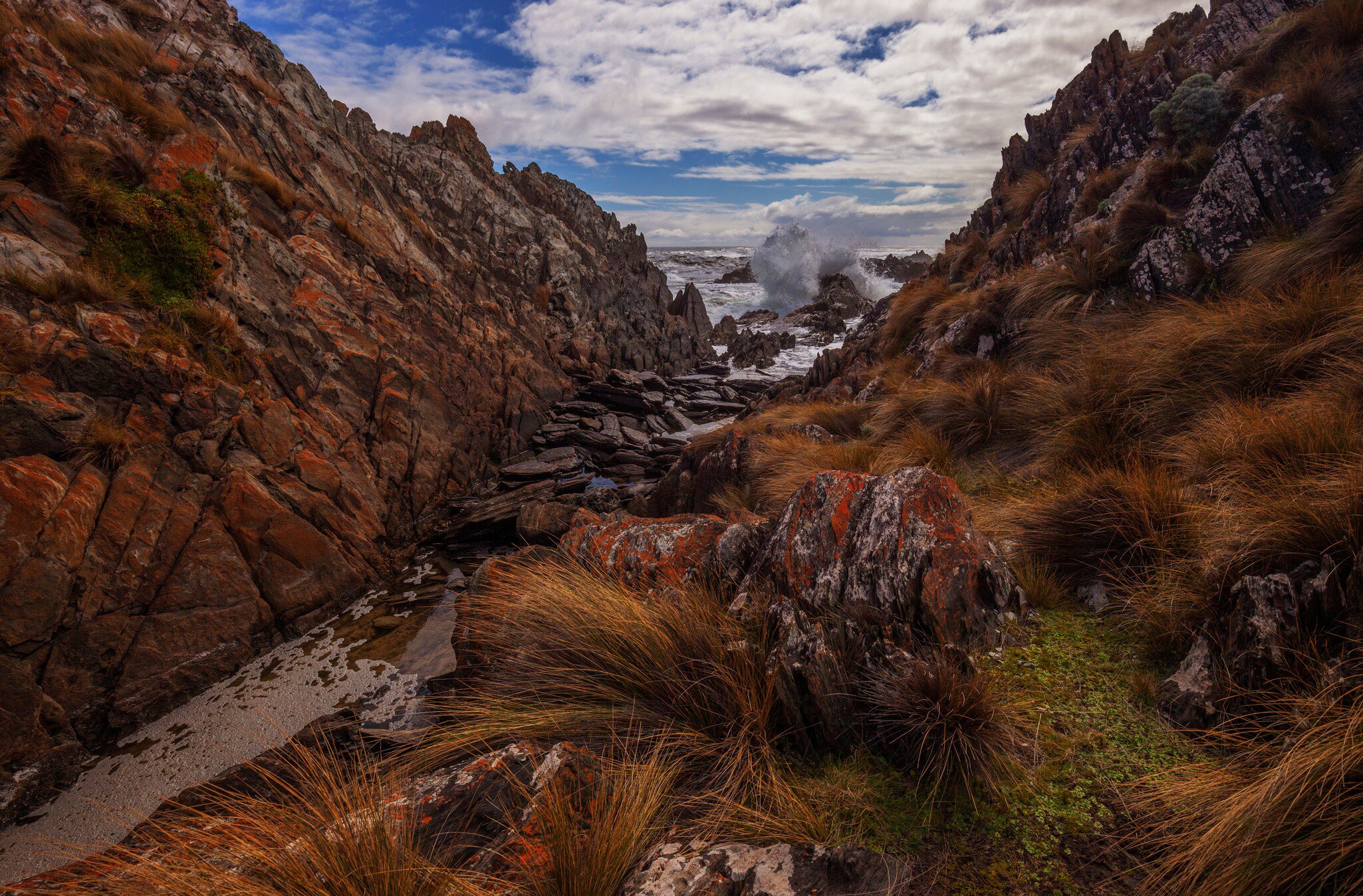 Rock formations at remote Couta Rocks .North West Coast of Tasmania, Australia.