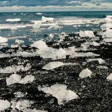 Ice on Diamond Black Sand Beach