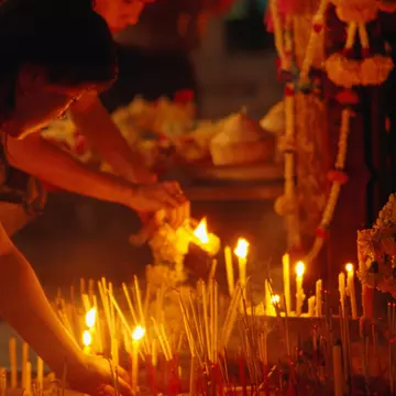Lighting candles at Erawan Shrine, Khannayao.
12990-39
Asia, Bangkok, South-East Asia, Thailand, buddhist, candle, culture, custom, flora, flower, incense, lighting, offering, people, plant, prayer, religion, religions, ritual