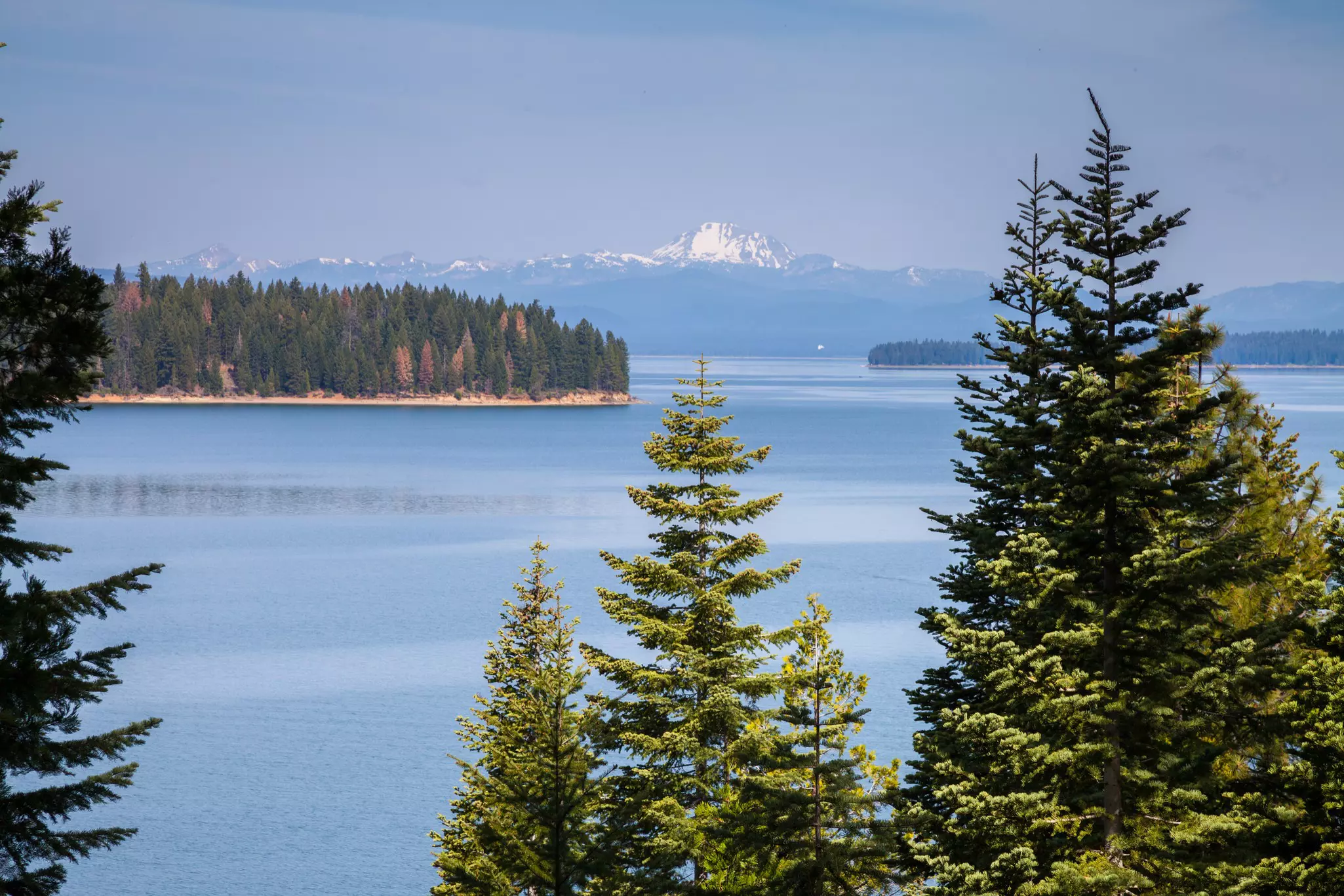Lassen volcano across Lake Almanor in California