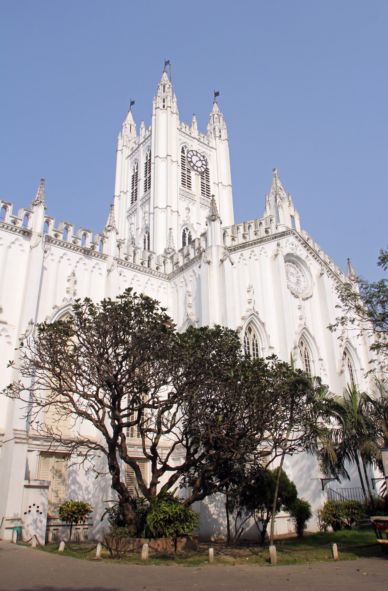 Facade of St Paul's Cathedral, Kolkata, India.