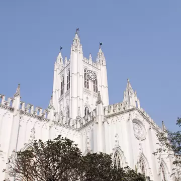Facade of St Paul's Cathedral, Kolkata, India.