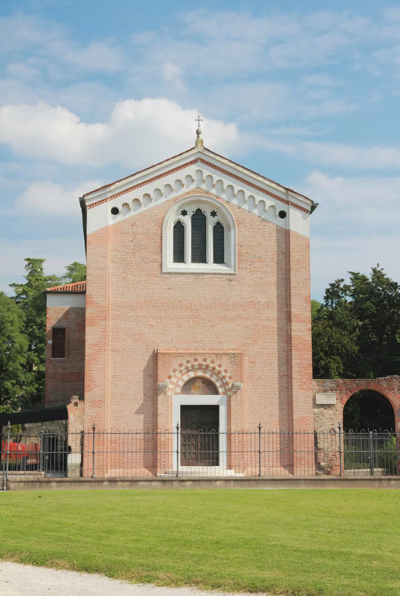 The exterior of Scrovegni's Chapel on a sunny day.