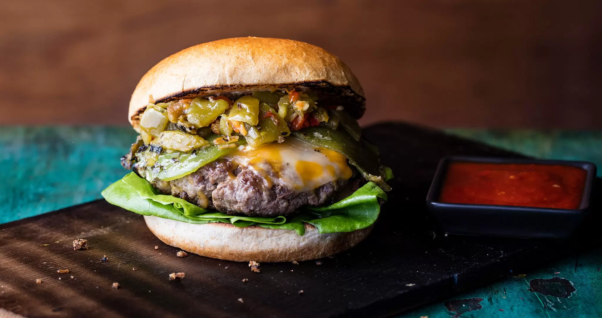 Green chile cheeseburger. 