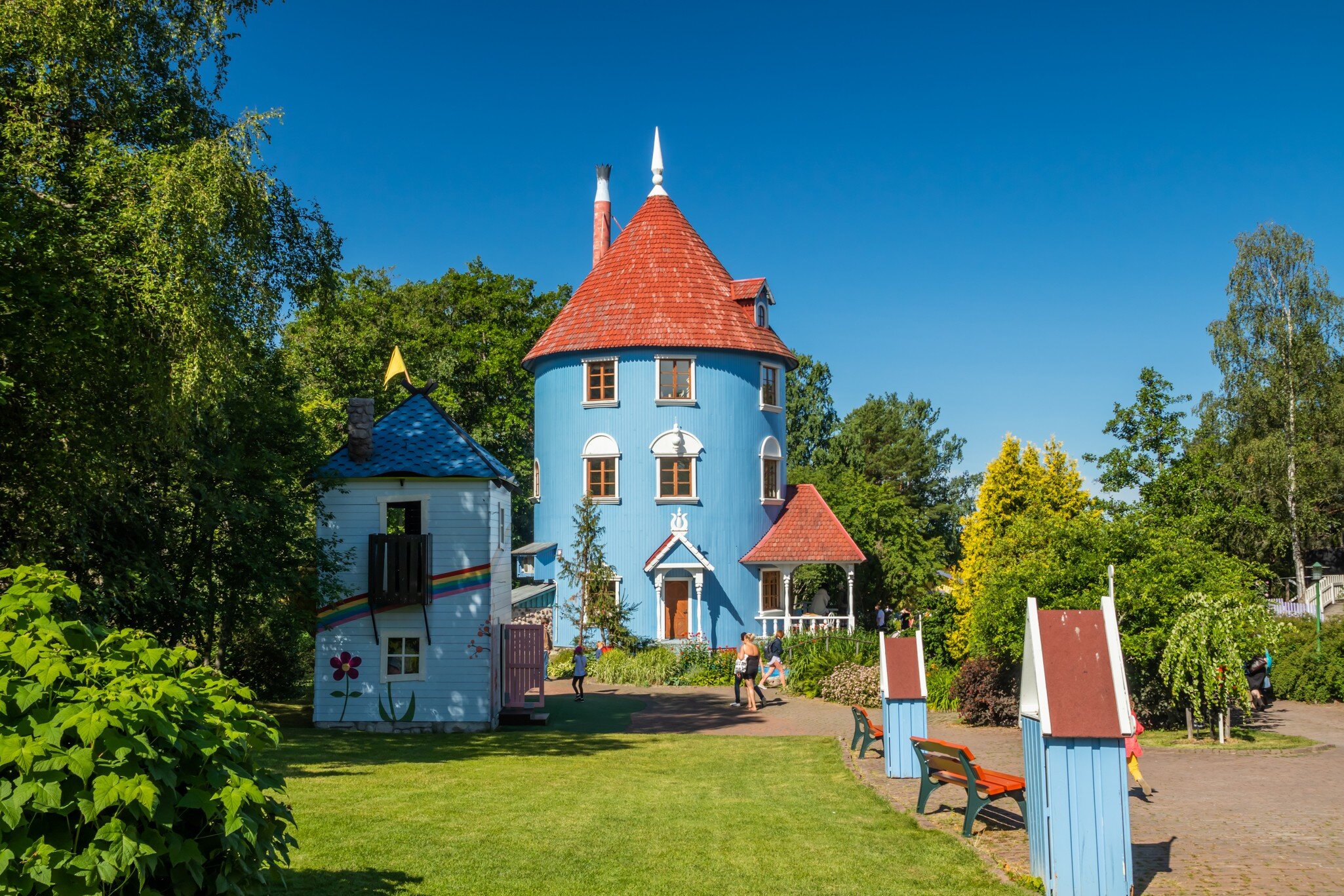 Naantali, Finland - 28 June, 2019: Moominhouse in park Moominworld at sunny summer day.; Shutterstock ID 1447210139;