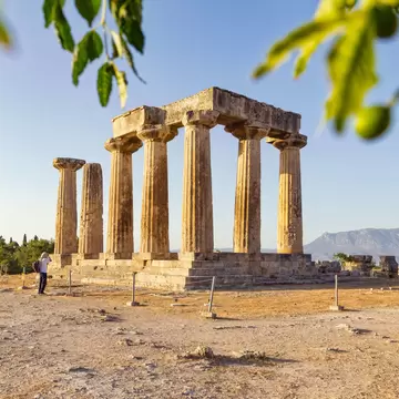 Archaic Temple of Apollo, Dorian columns, Corinth, Greece.