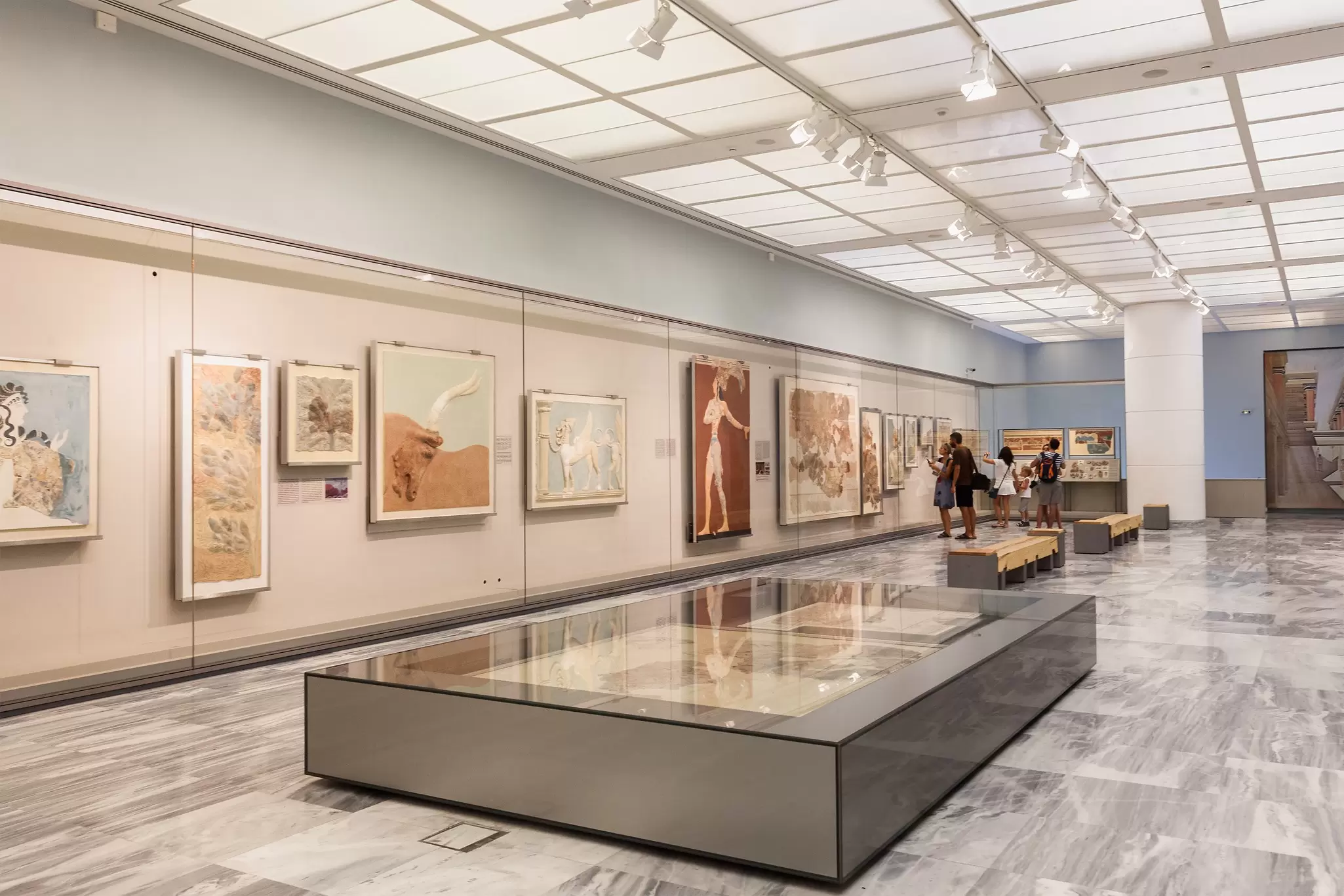 View of the exhibition at the Heraklion Archaeological Museum on the island of Crete, Greece.