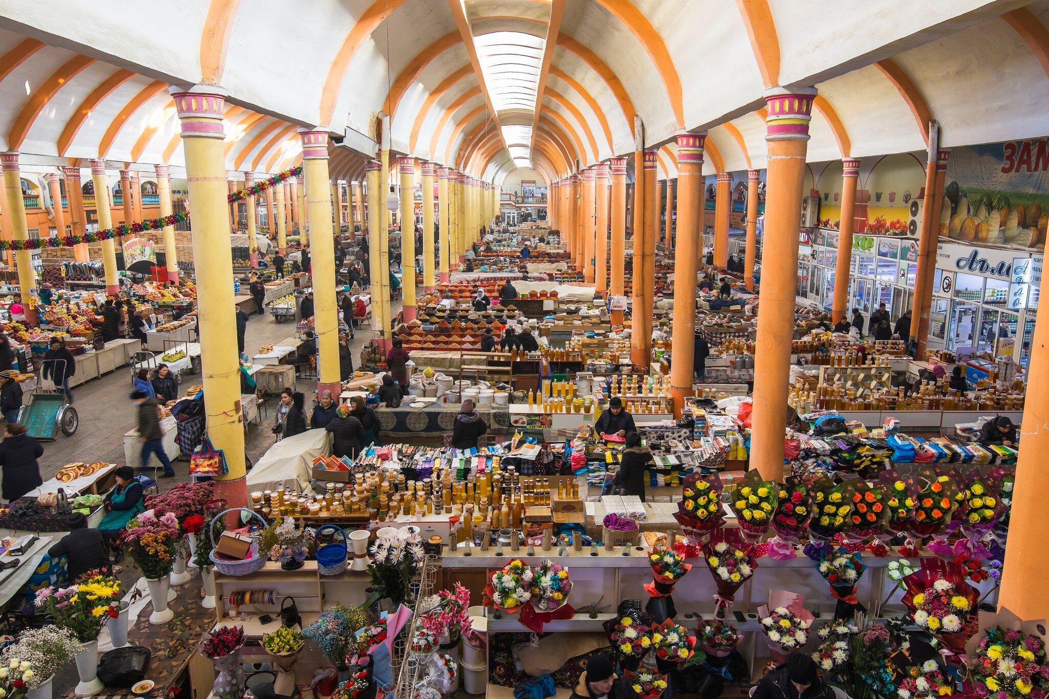 The interior of Panjshanbe market in Khujand, Tajikstan