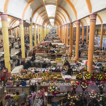 The interior of Panjshanbe market in Khujand, Tajikstan