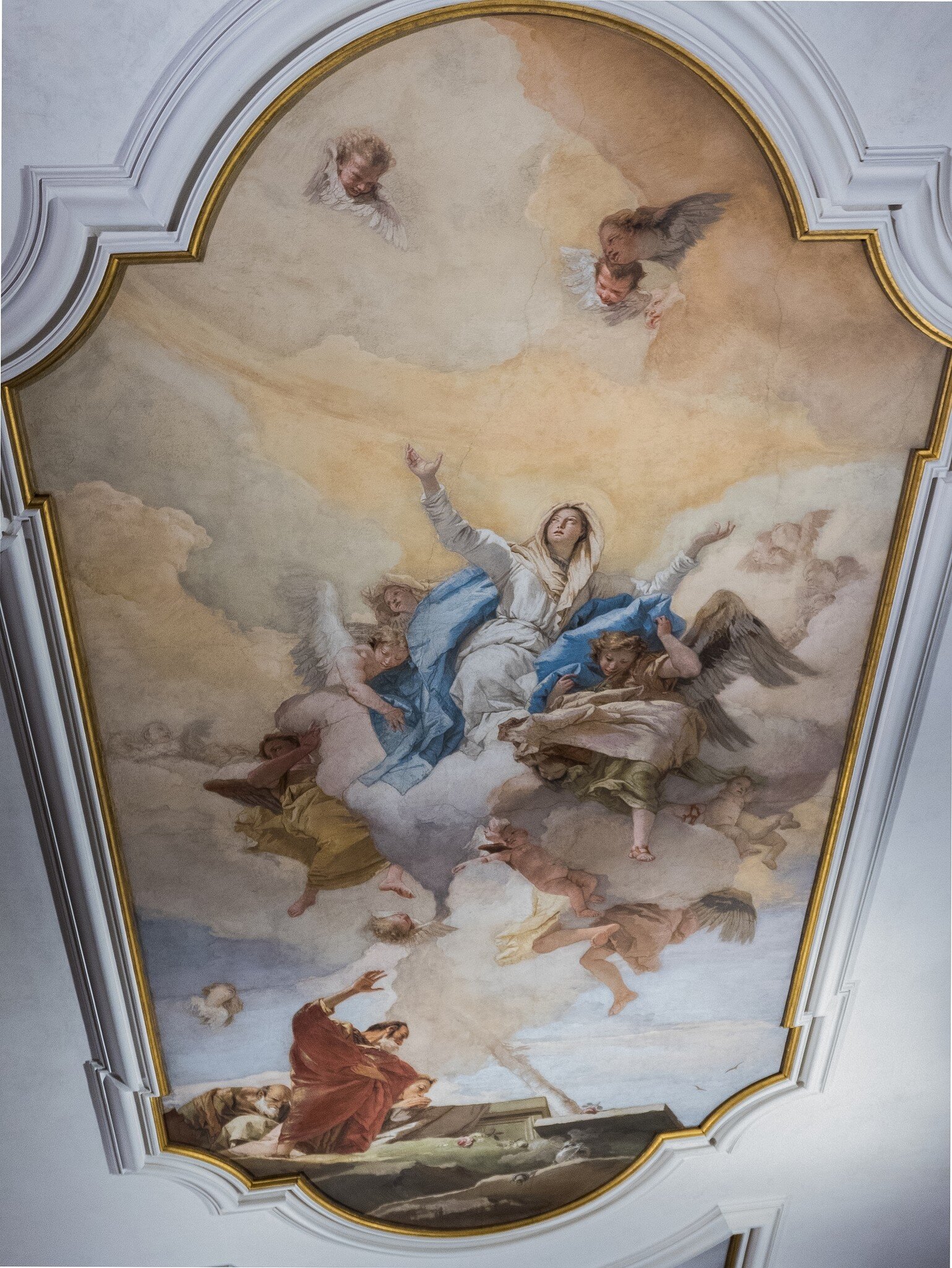 Udine, Italy (30th November 2021) - The fresco entitled "Assunta" (Our Lady Assumption) by Giovan Battista Tiepolo on the ceiling of the Oratorio della Purità church; Shutterstock ID 2083583026;