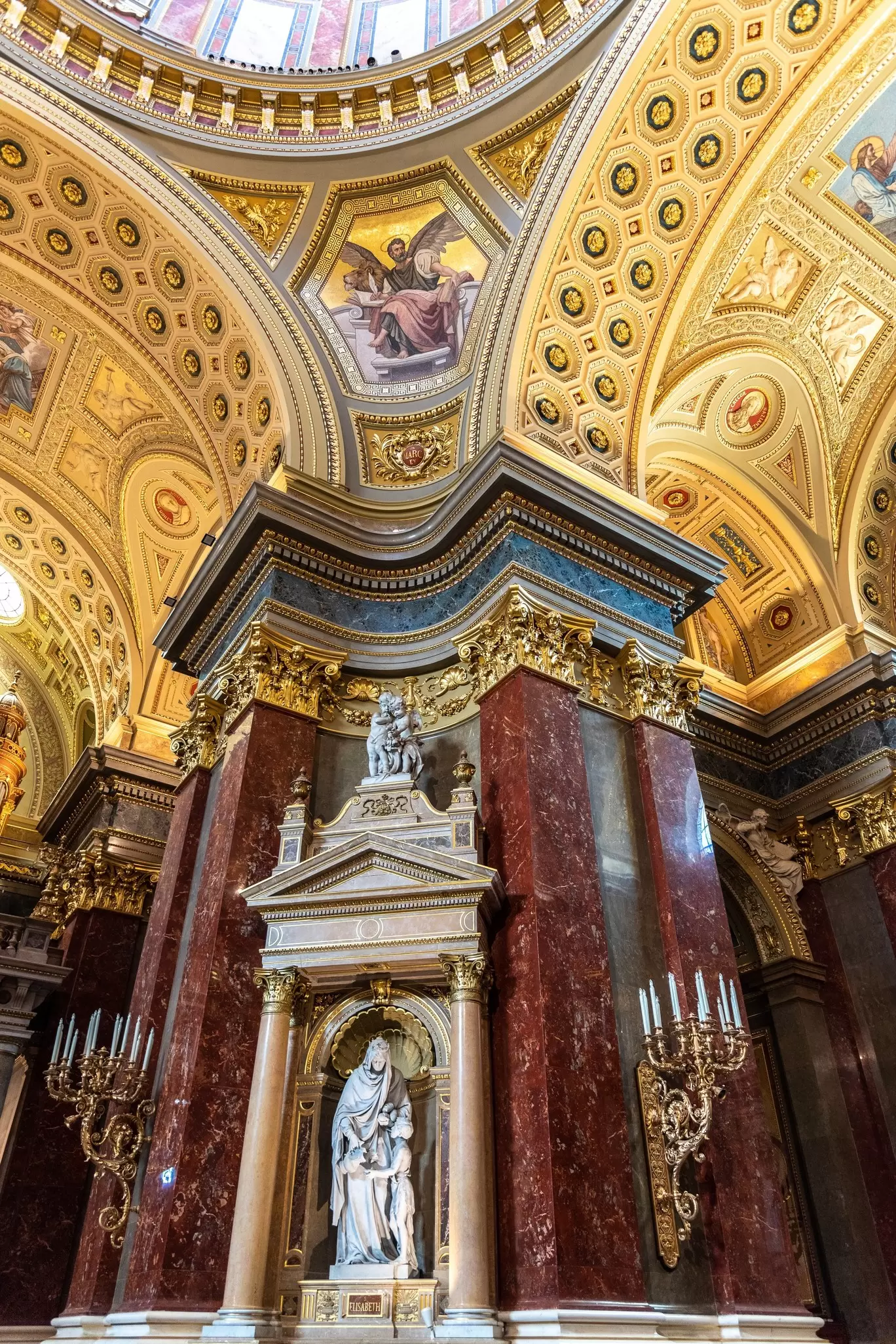 View of the interior of the Basilica of St Stephen in Budapest, Hungary.