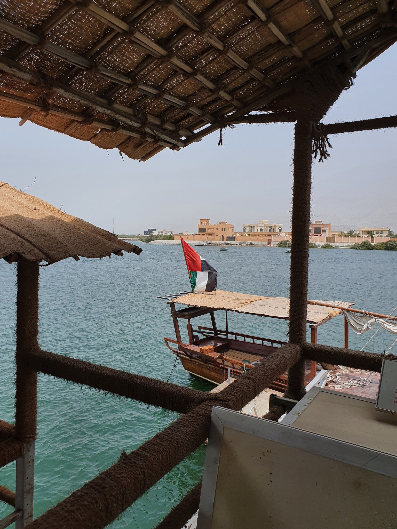 View of a boat at the Suwaidi pearls water station in the United Arab Emirates.