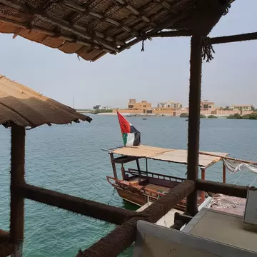 View of a boat at the Suwaidi pearls water station in the United Arab Emirates.