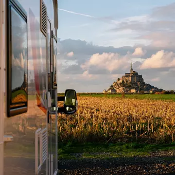Views of Mont St-Michel from the road, Normandy. Vera Vita/Getty Images
