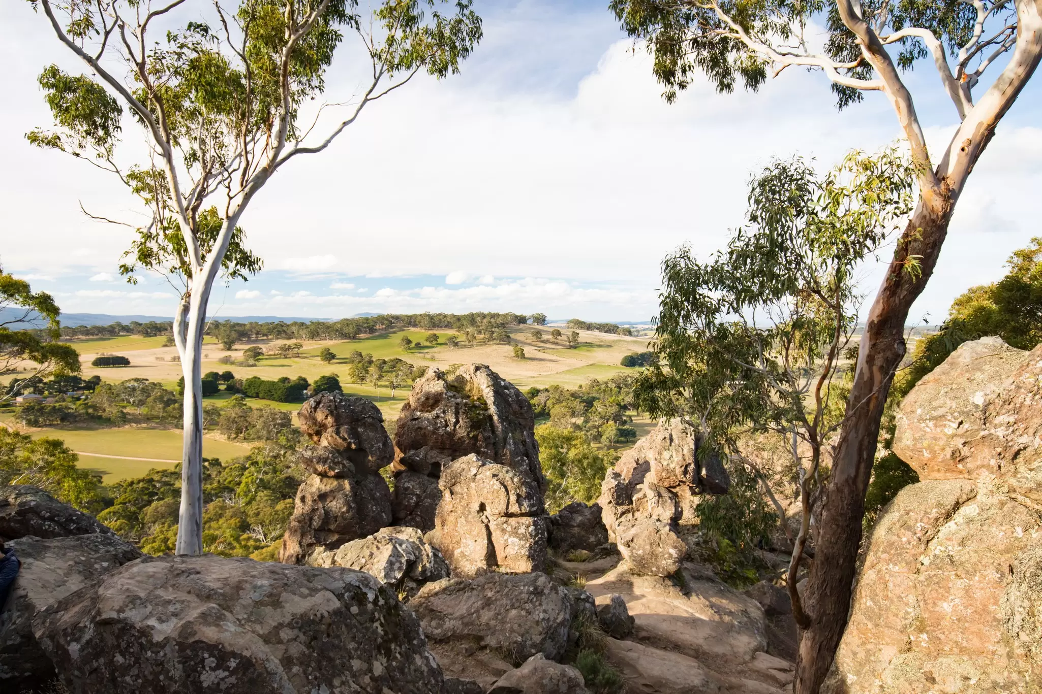 The popular tourist attraction of Hanging Rock. A volcanic group of rocks atop a hill in the Macedon ranges, Victoria, Australia  