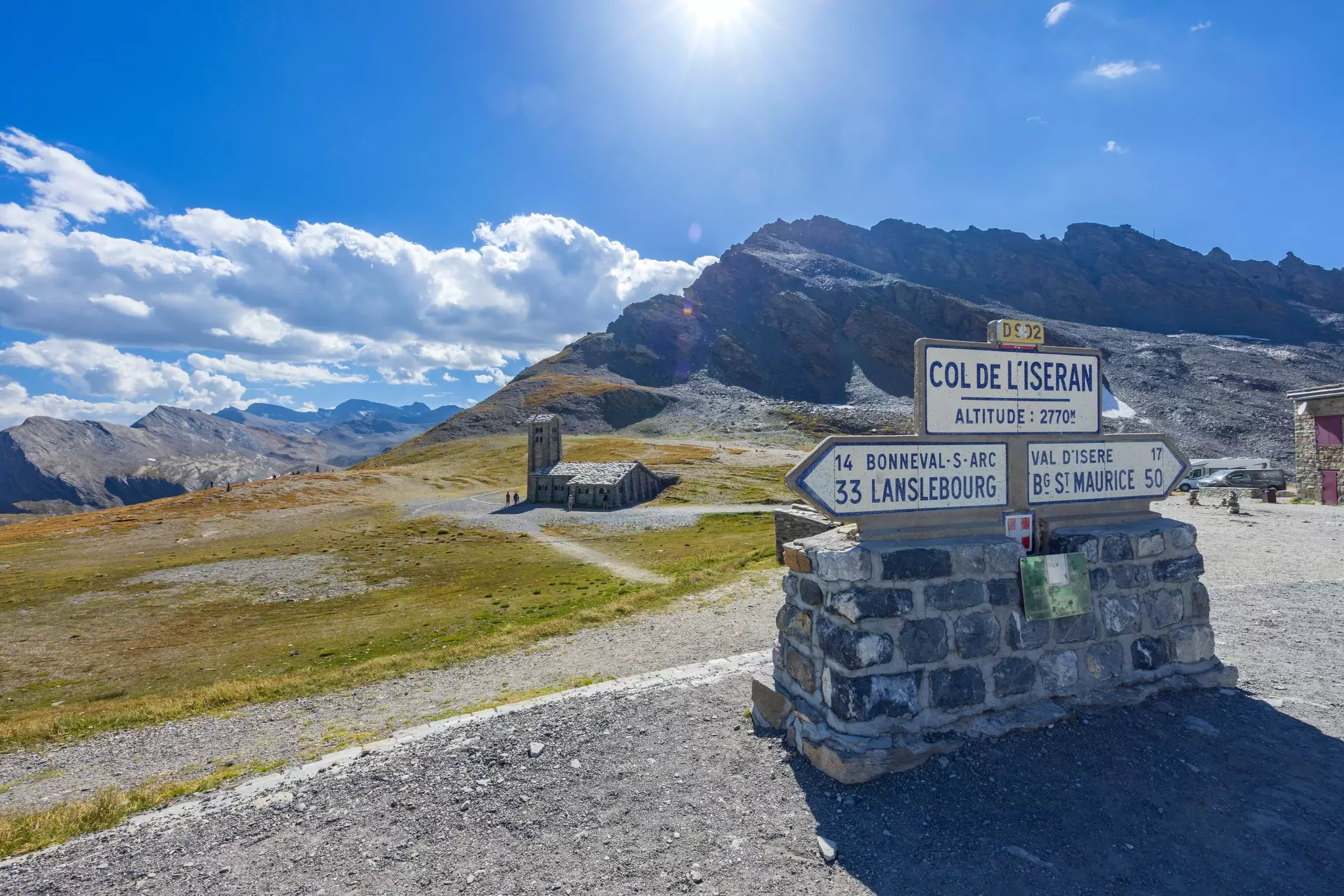 Road signs, Col de l'Iseran, Savoy, France
