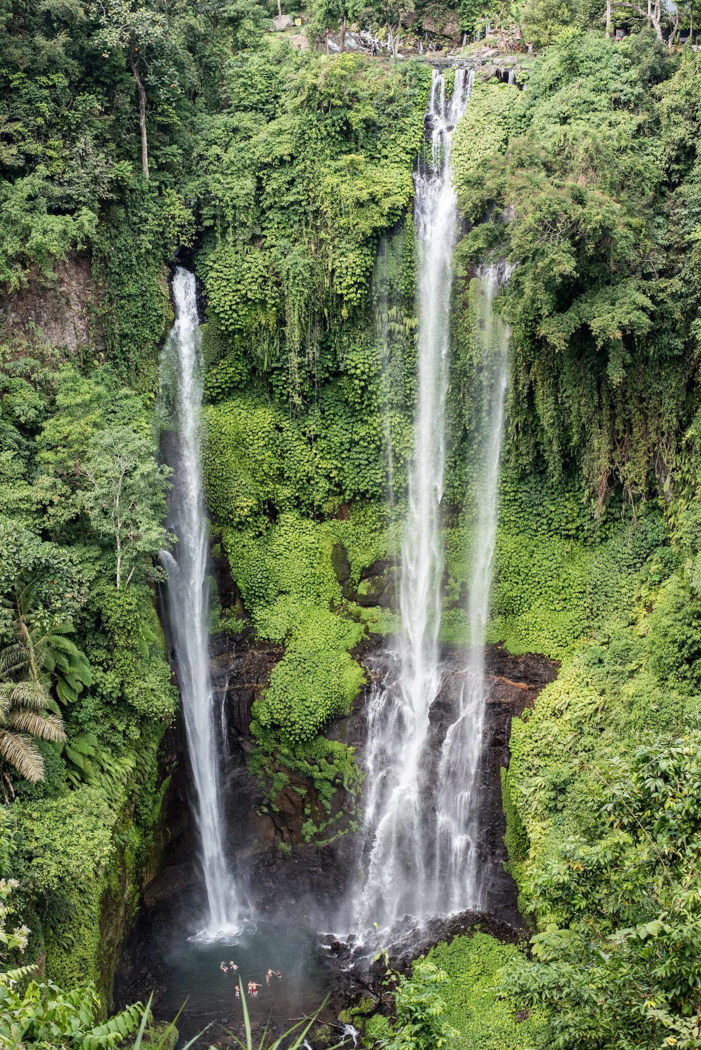 High-angle view of Sekumpul waterfall.
