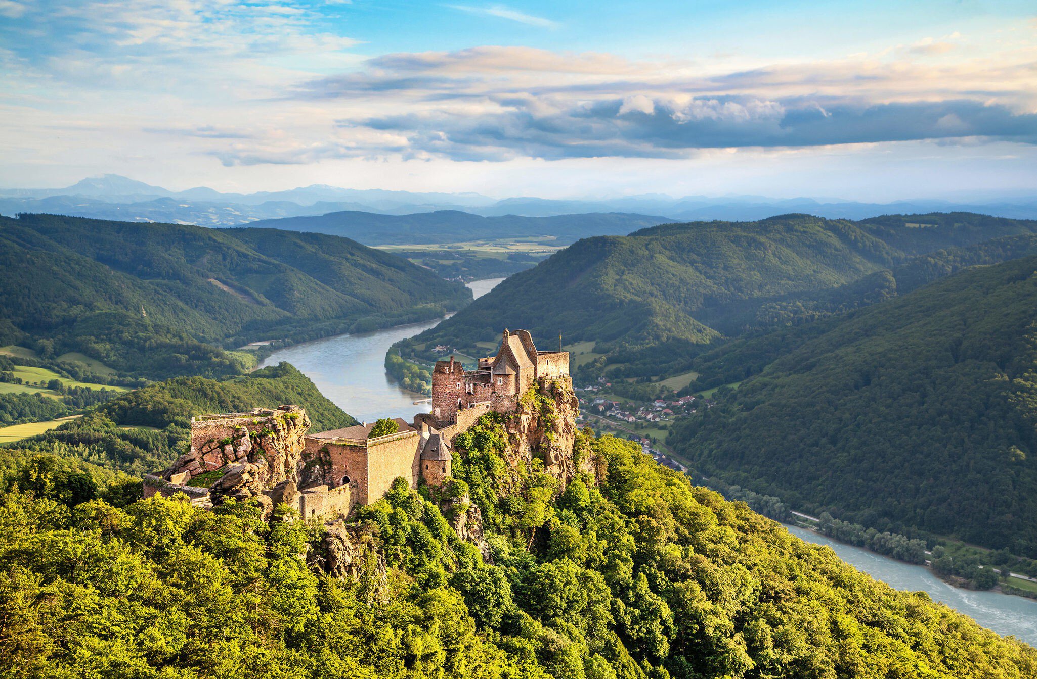 Beautiful landscape with Aggstein castle ruin and Danube river at sunset in Wachau, Austria.
144233116
aggstein, alps, ancient, architecture, austria, austrian, building, castle, countryside, danube, destination, donau, europe, evening, forest, fortification, fortress, green, hill, historic, landmark, landscape, lower austria, medieval, mountain, nature, old, panorama, panoramic, picturesque, river, rocks, rolling hills, romantic, ruin, rural, scenic, sky, stone, sunset, tourism, town, travel, trees, unesco, valley, view, wachau, water, world heritage site
