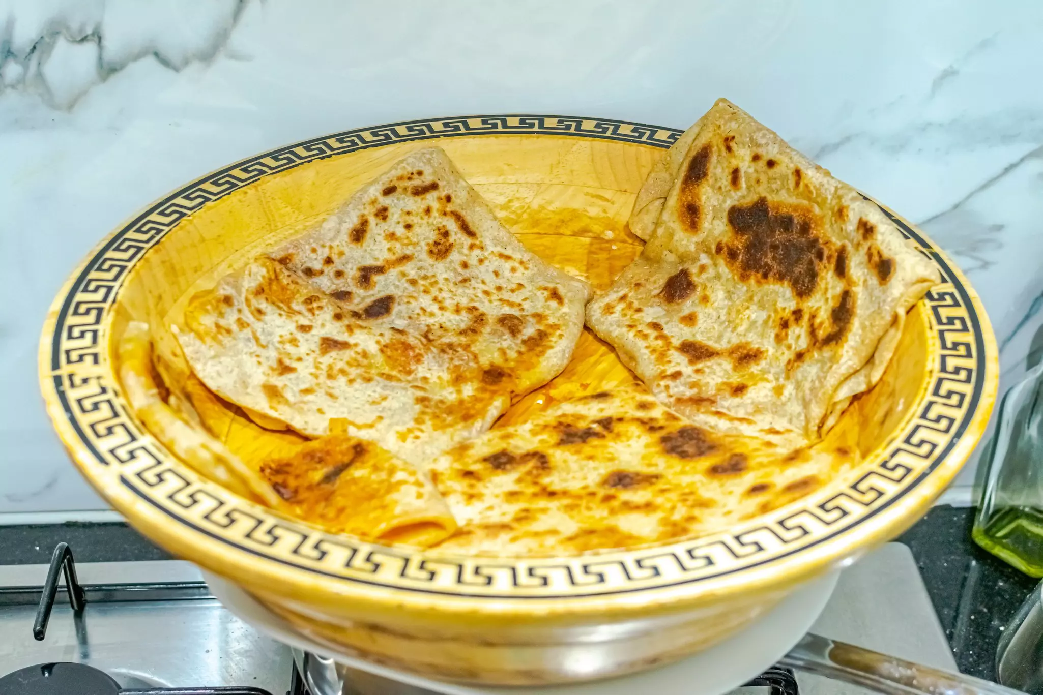 Flatbreads on a plate.