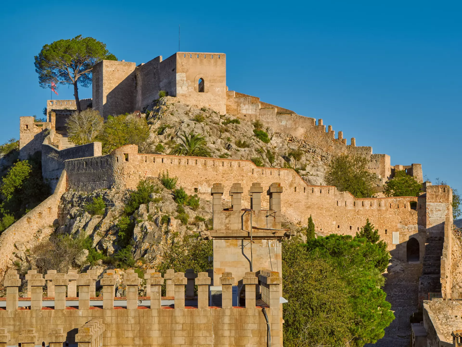 Historical Xativa Castle at Sunset, Valencia Region of Spain