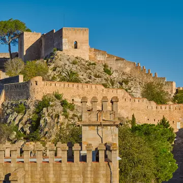 Historical Xativa Castle at Sunset, Valencia Region of Spain