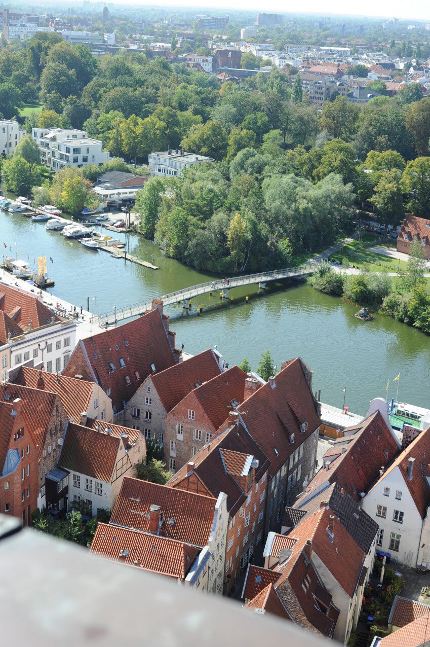 Overview of waterfront city of Lubeck.