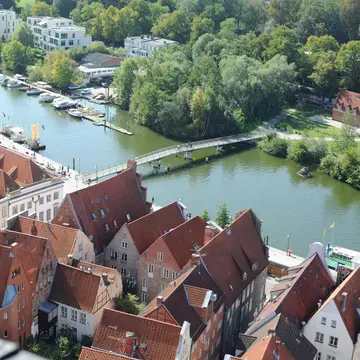 Overview of waterfront city of Lubeck.