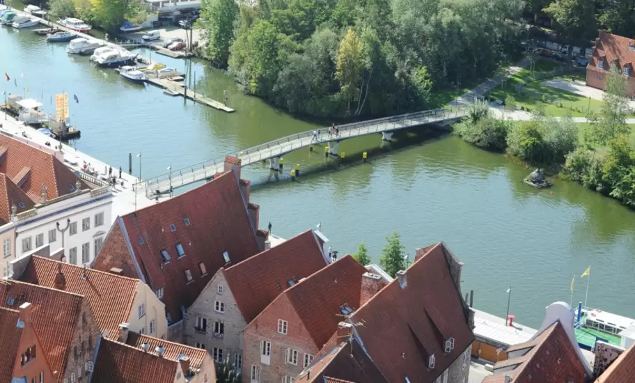 Overview of waterfront city of Lubeck.