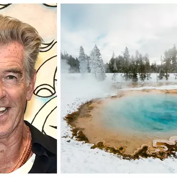 Actor Pierce Brosnan is in hot water over his recent dip in a Yellowstone hot spring © Getty
