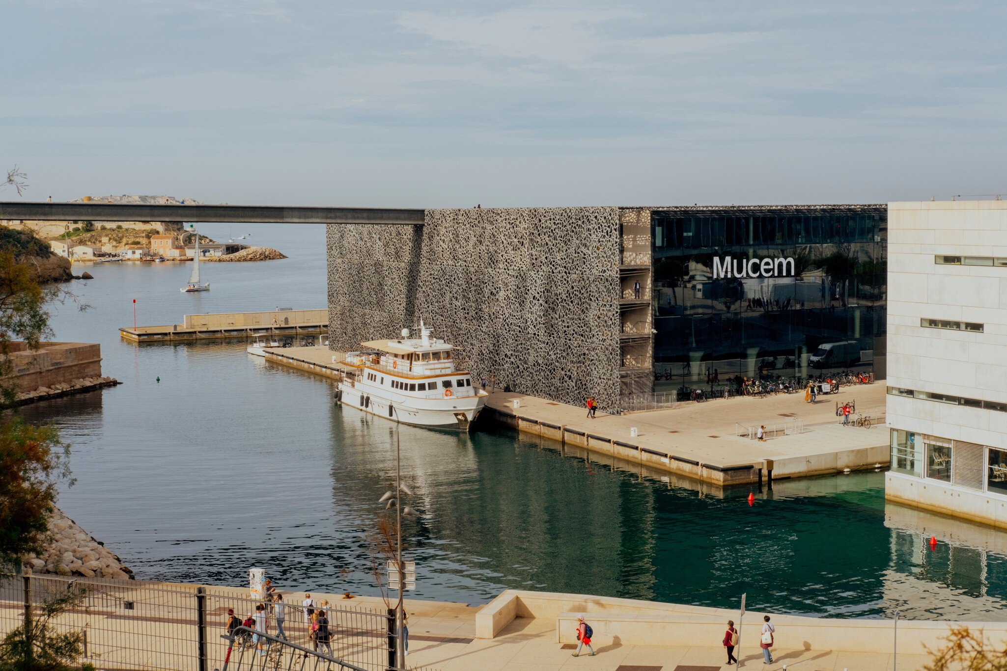 Aerial view of MuCEM (Museum of European and Mediterranean Civilisations) in Marseille, France.