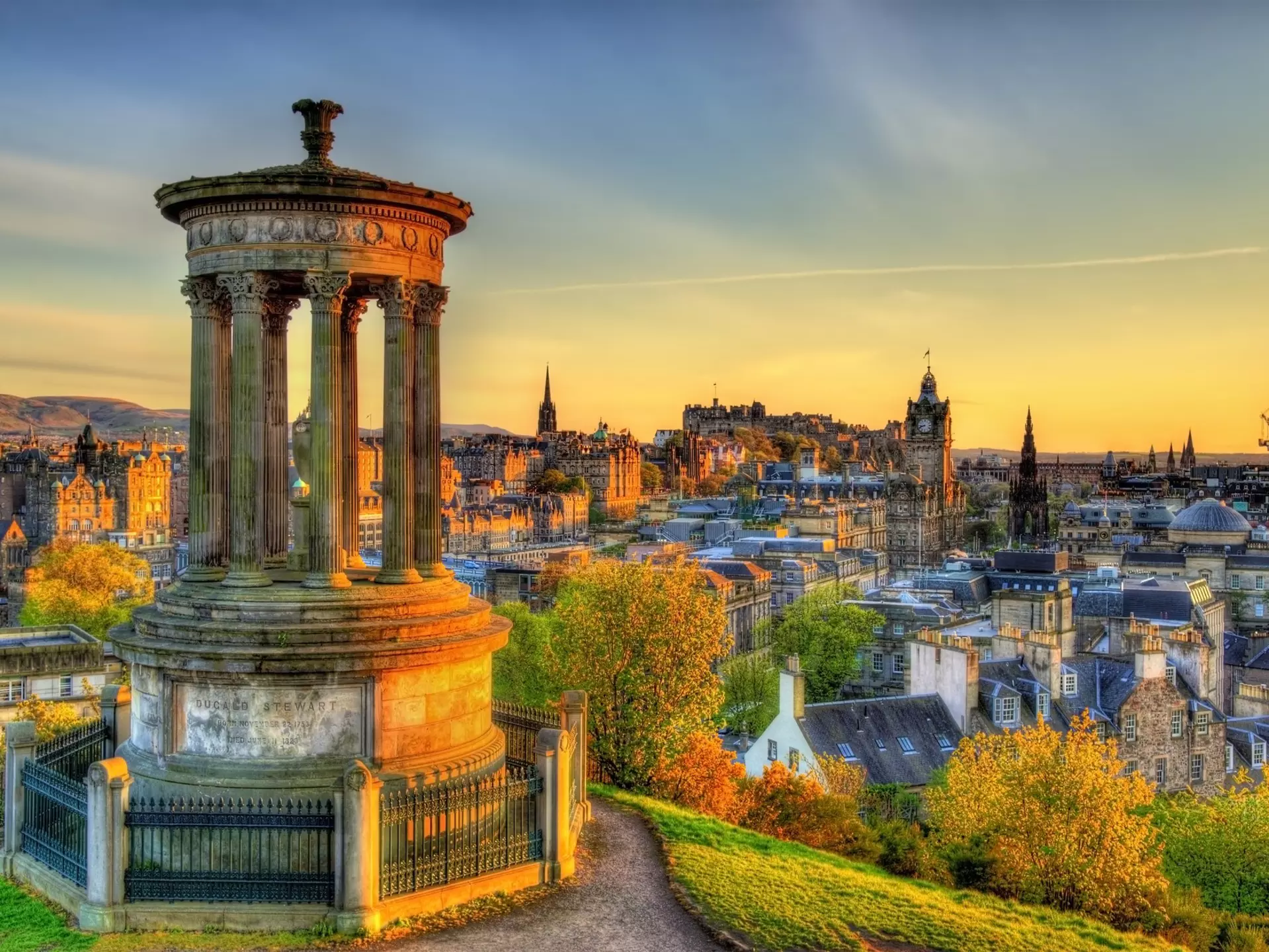 Dugald Stewart Monument on Calton Hill in Edinburgh