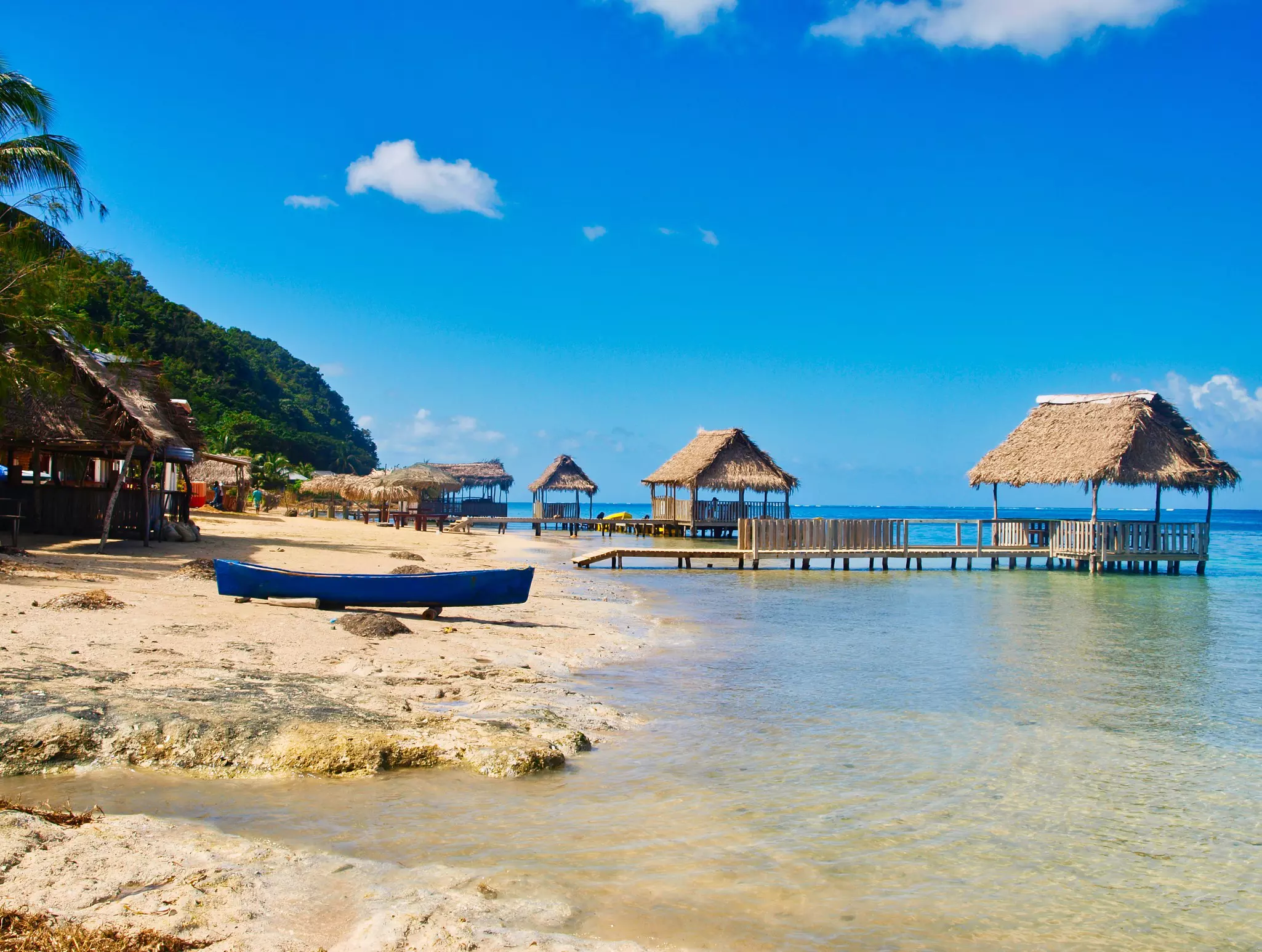 Overwater Bungalows in Punta Gorda, Roatan.