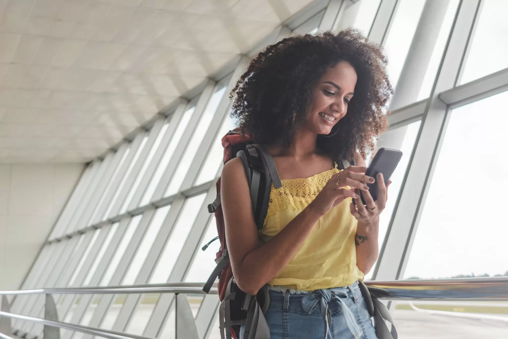 A traveler at an airport