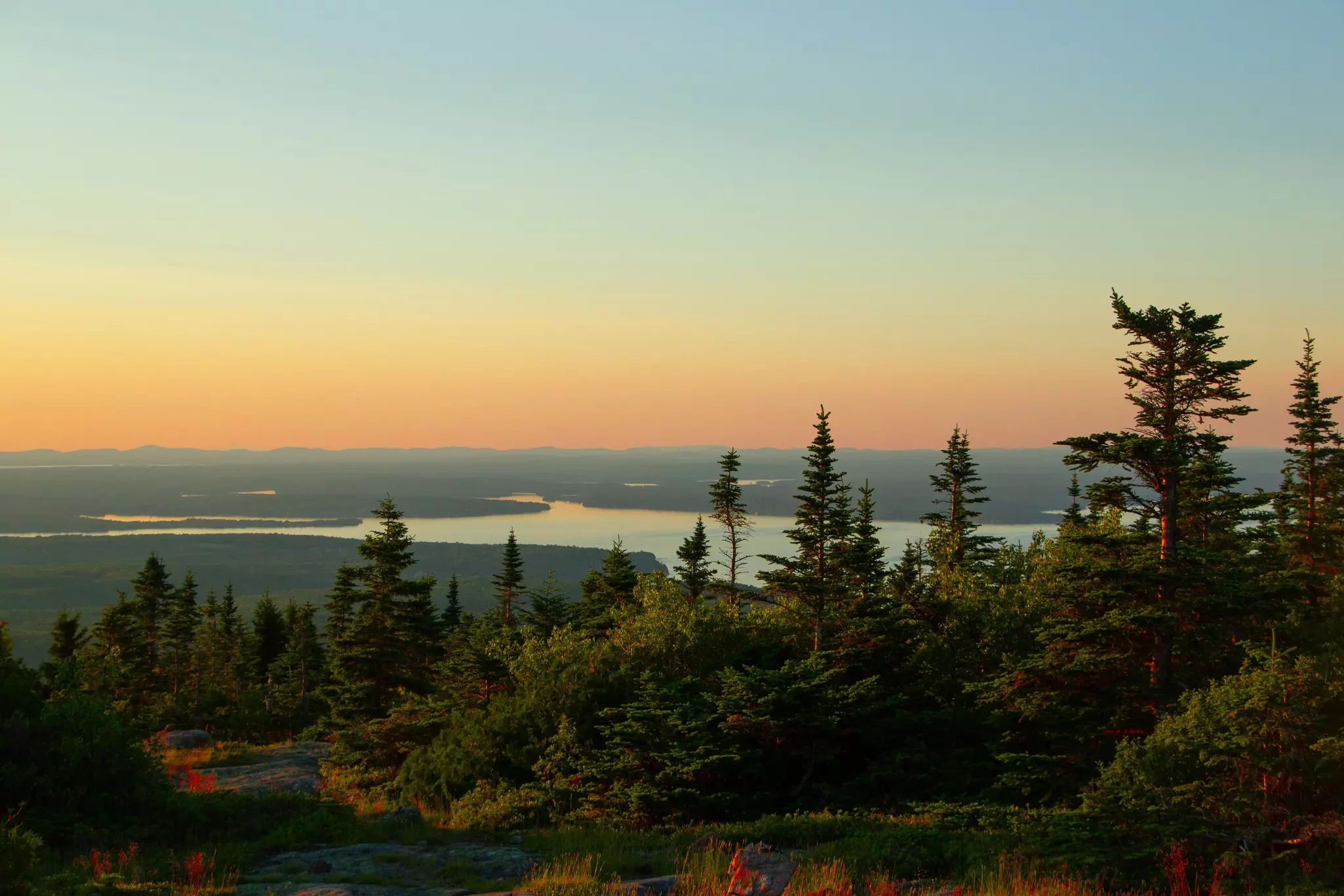 Cadillac Summit Road sunset in Acadia National Park, Maine.