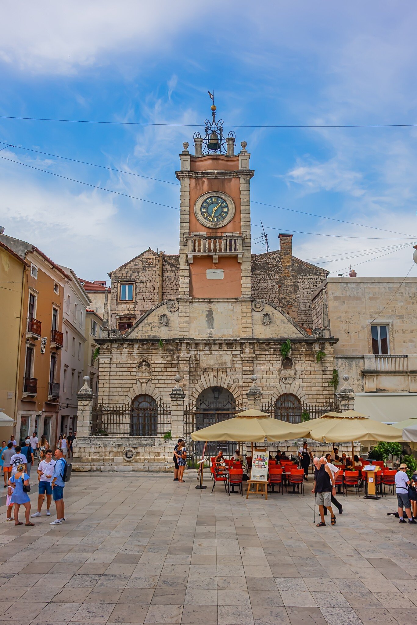 ZADAR, CROATIA - August 15, 2025: Located in the historic core of Zadar People's Square (Narodni Trg) has served as the city's vibrant center of public life since the Renaissance era., License Type: media, Download Time: 2026-02-23T00:47:05.000Z, User: LP_YKhanna, Editorial: true, purchase_order: 65050 - Digital Destinations and Articles, job: LP, client: App Content, other: Yuvraj Khanna