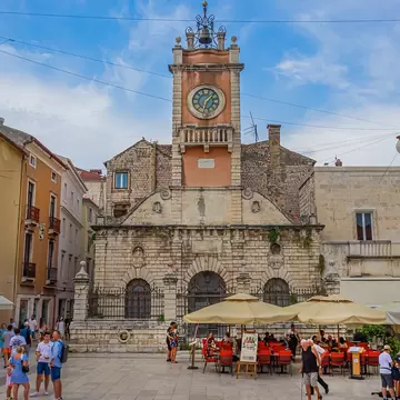 ZADAR, CROATIA - August 15, 2025: Located in the historic core of Zadar People's Square (Narodni Trg) has served as the city's vibrant center of public life since the Renaissance era., License Type: media, Download Time: 2026-02-23T00:47:05.000Z, User: LP_YKhanna, Editorial: true, purchase_order: 65050 - Digital Destinations and Articles, job: LP, client: App Content, other: Yuvraj Khanna