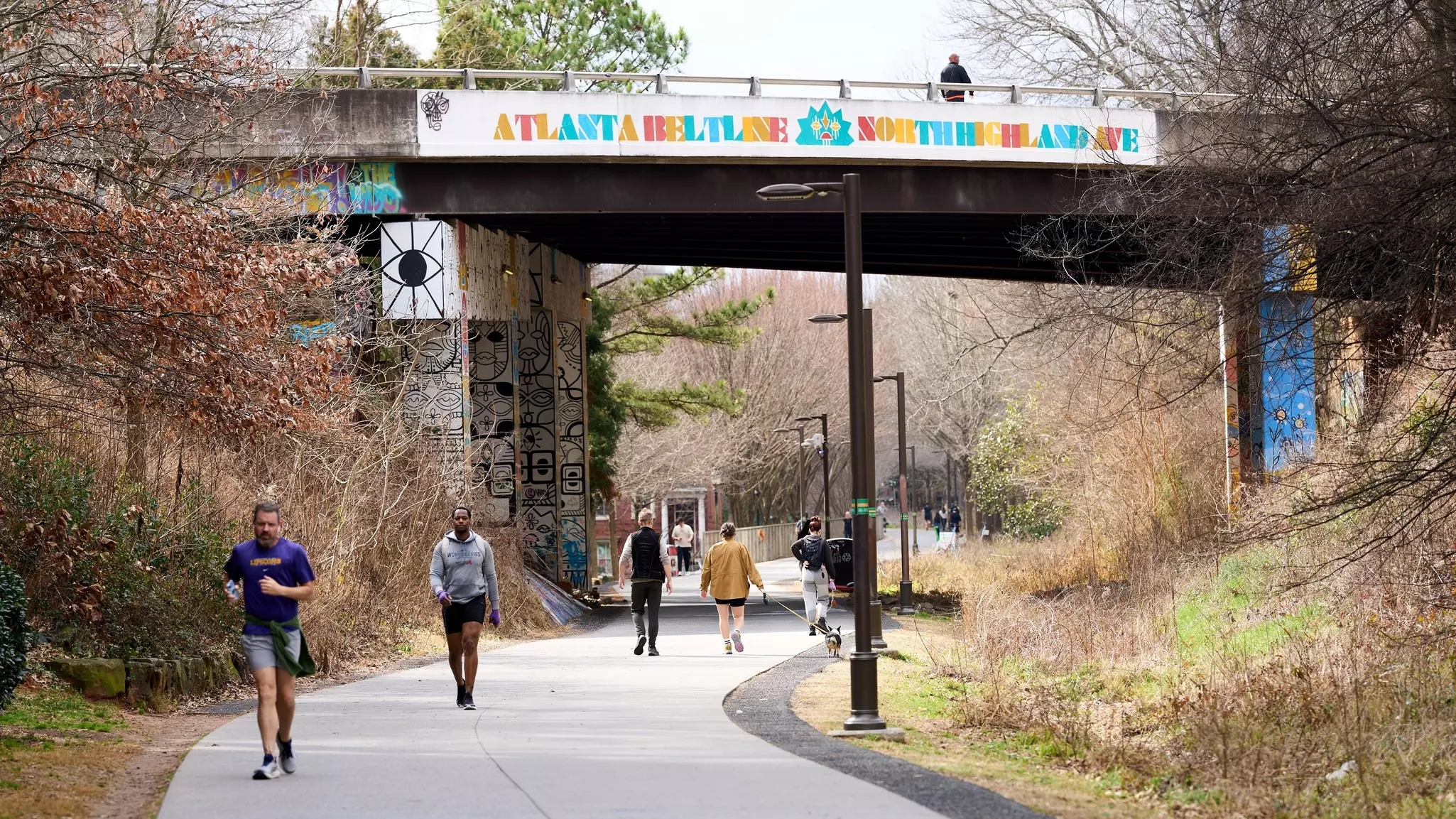 Atlanta citizens walking and jogging on the BeltLine mixed-use corridor, Georgia, USA.