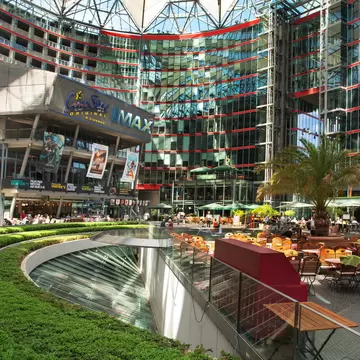 MAY 24, 2018: Restaurants and a cinema inside the Sony Center complex at the Potsdamer Platz.