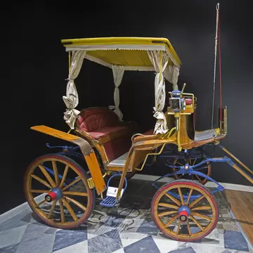 View of a carriage on display at The Gibraltar National Museum.