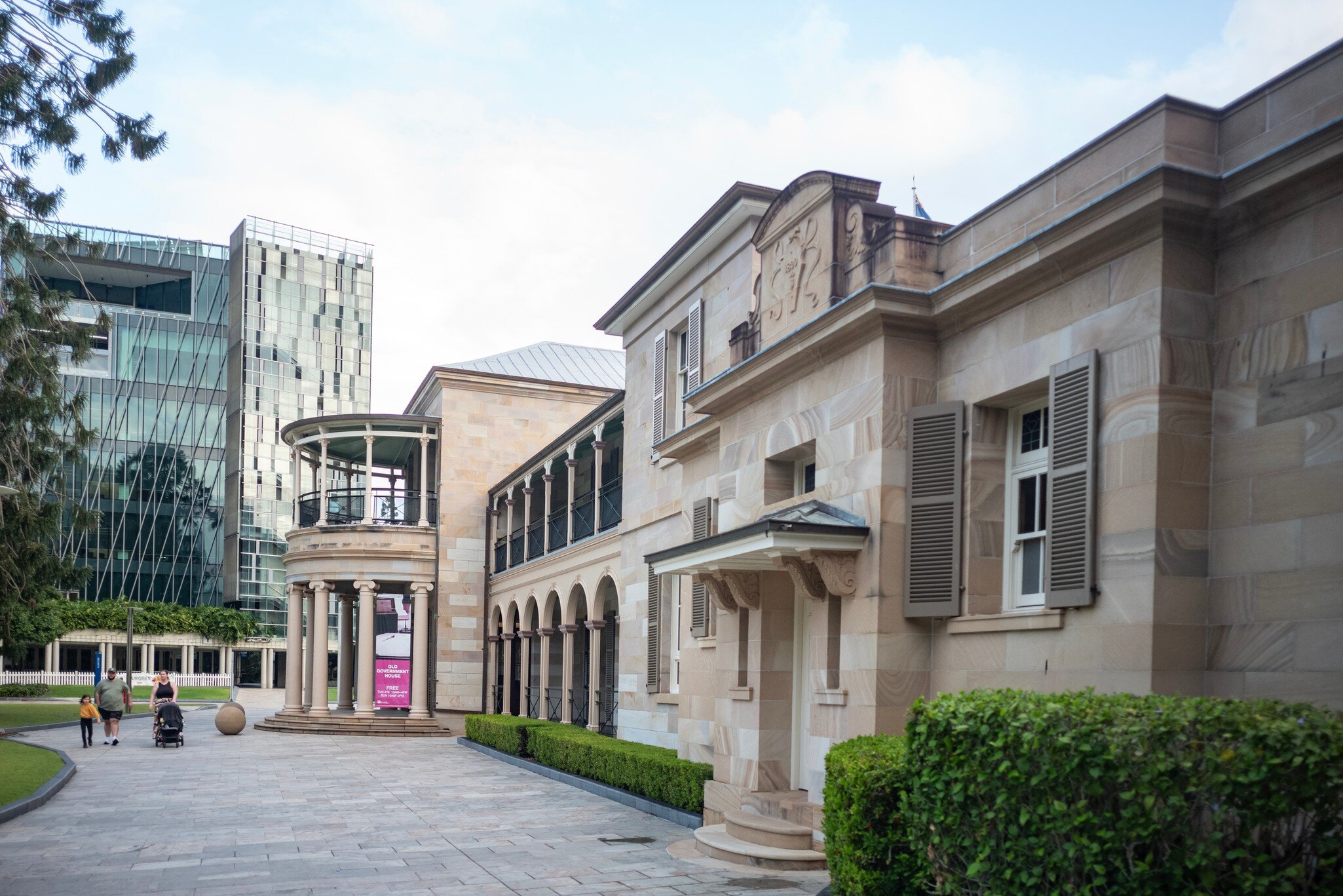 Exterior of the old government house in Queensland University of Technology campus. Brisbane, Australia.